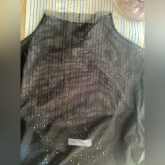 MNG By MANGO Dress Womens Size 6 Black Long Sleeve small Glitters Ruched Lined - Picture 14 of 14